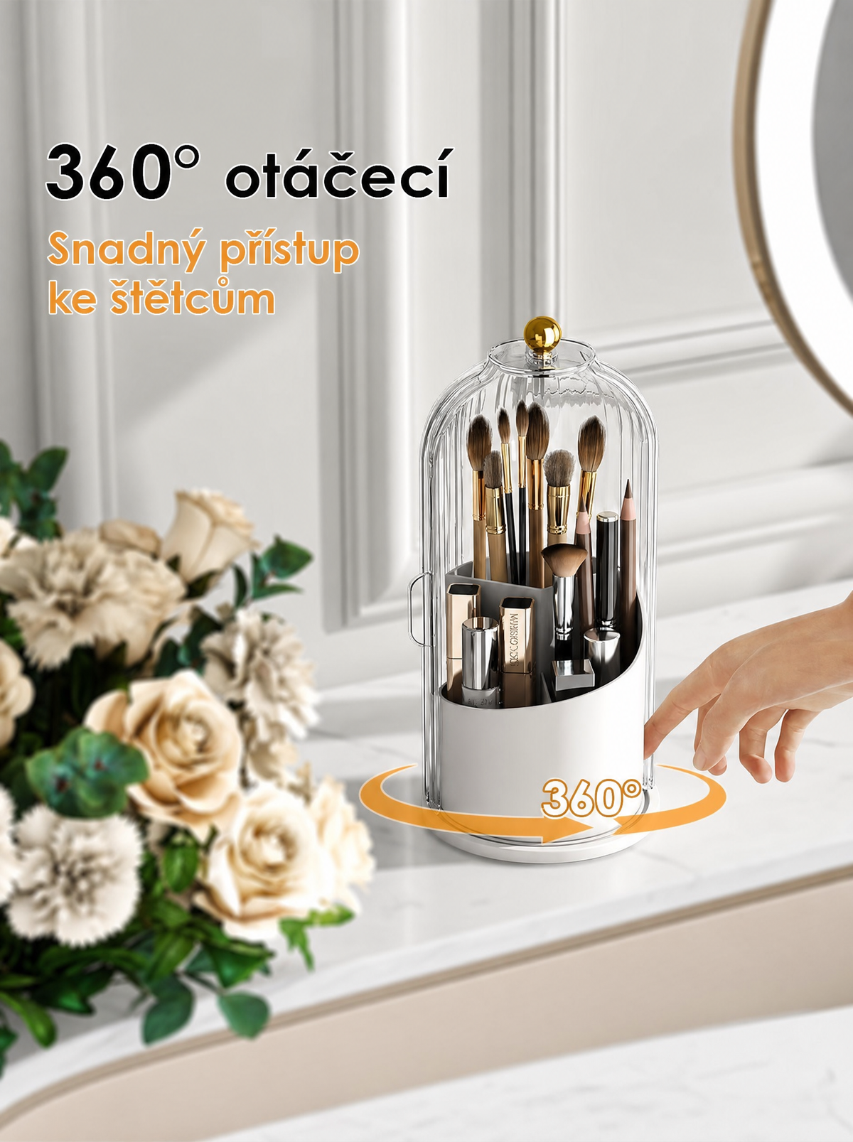 Denvia otočný organizér na kartáčky